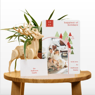 Moderne Arch en Colorful Tree-kerstkaart Kaart