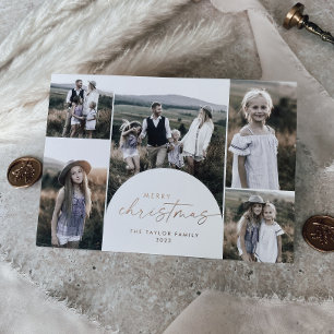 Moderne Arch Folie Multi-Photo Family News Kerstmi Folie Feestdagenkaart