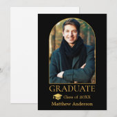 Moderne Arch Gold Afstudeerder Pet Foto Afstuderen Aankondiging (Voorkant / Achterkant)