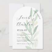 Moderne Arch Leaf Engagement Party Kaart (Voorkant)
