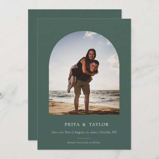 Moderne Arch Lijst flat, sla de Datum fotokaart op Save The Date (Voorkant / Achterkant)