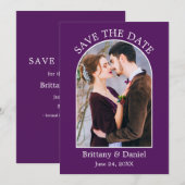 Moderne Arch Lijst Foto Paars Save The Date (Voorkant / Achterkant)