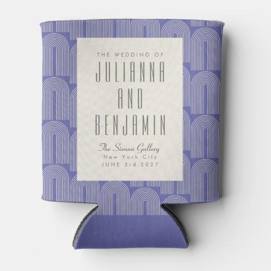 Moderne Arch Line Art Periwinkle Custom Wedding Blikjeskoeler (Voorkant)