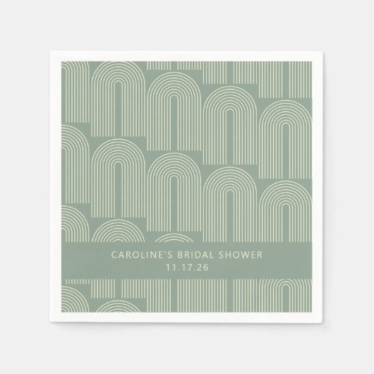 Moderne Arch Line Art Sage Custom Vrijgezellenfees Servet (Voorkant)