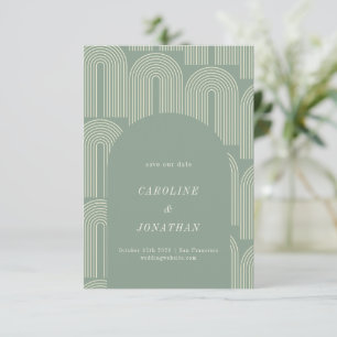 Moderne Arch Line Art Sage Green Formal Wedding Save The Date