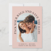 Moderne Arch Photo Destination Wedding Blush Save The Date (Voorkant)