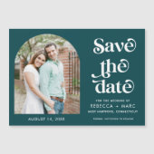 Moderne Arch Photo Emerald Wedding Save the Date (Voorkant)