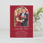 Moderne Arch Photo Lijst Red Save The Date (Staand voorkant)