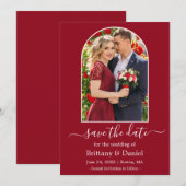 Moderne Arch Photo Lijst Red Save The Date (Voorkant / Achterkant)
