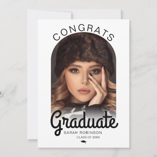 Moderne Arch Photo Minimal Afstuderen Aankondiging (Voorkant)