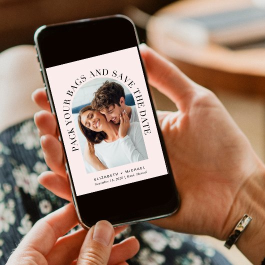 Moderne Arch Photo Pink Destination Wedding Save The Date