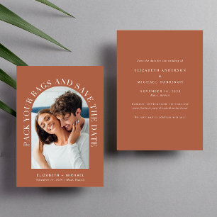 Moderne Arch Photo Terracotta Destination Wedding Save The Date