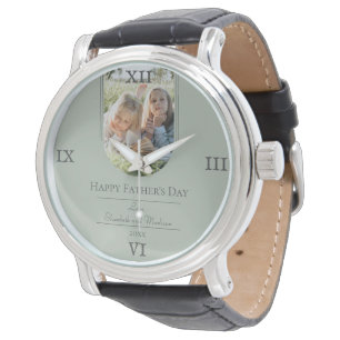 Moderne Arch Photo Vaderdag   Sage Green Horloge