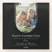 Moderne Arch Photo Vaderdag | Zwart Glazen Onderzetter (Voorkant)