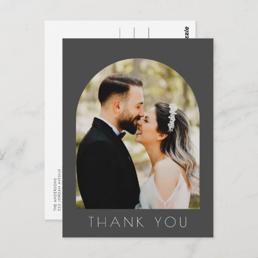Moderne Arch Photo Wedding Bedankt Briefkaart (Voorkant / Achterkant)