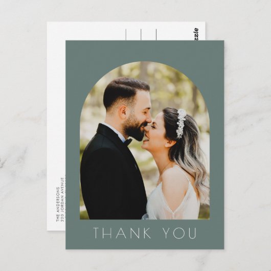Moderne Arch Photo Wedding Bedankt Briefkaart (Voorkant / Achterkant)