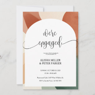 Moderne Arch Terracotta & Sage Engagement Party Save The Date