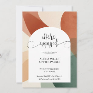 Moderne Arch Terracotta & Sage Engagement Party Save The Date