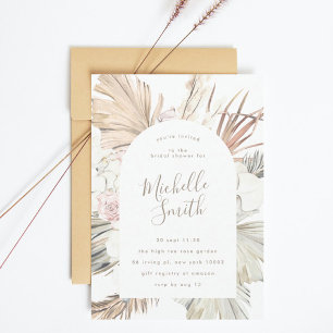 Moderne Arch White Pampas Boho Desert Vrijgezellen Kaart