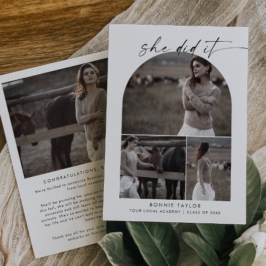 Moderne Arch ze deed het Foto Collage Afstuderen Aankondiging