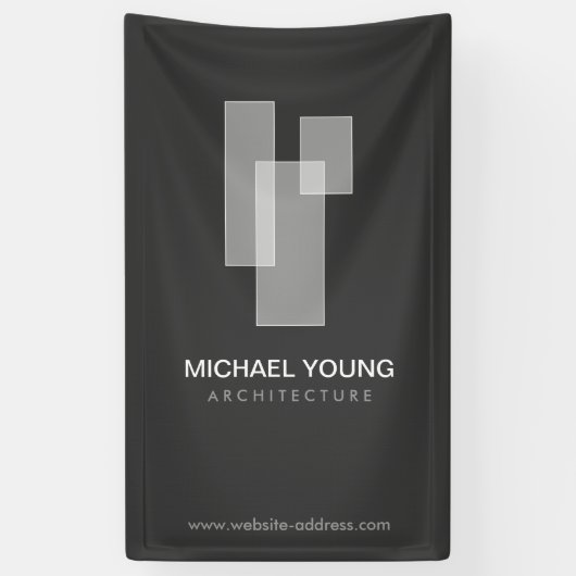 Moderne architectonische blokken Logo wit/grijs Spandoek (Verticaal)