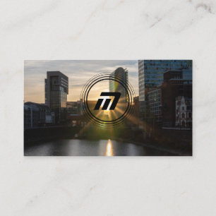 Moderne architectuurgebouwen met een elegant monog visitekaartje