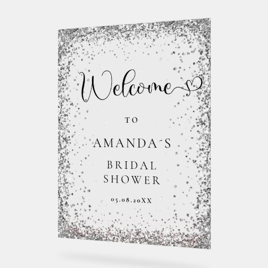 Moderne, Argent, Parties scintillant Bienvenue (Angle)