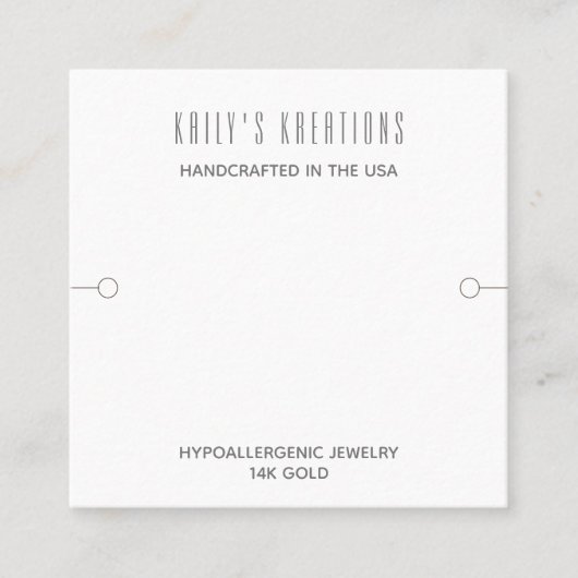 Moderne armband display wit vierkant vierkante visitekaartje (Voorkant)