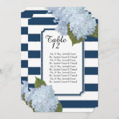 Moderne Art Deco Blauwe Hortensia Tafelstoelenlijs Kaart (Voorkant / Achterkant)