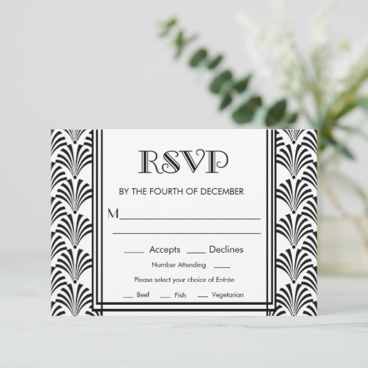 Moderne Art Deco Gatsby RSVP (Staand voorkant)
