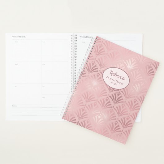 Moderne Art Deco Glam Roze Persoonlijke naamplanne Planner (Display)