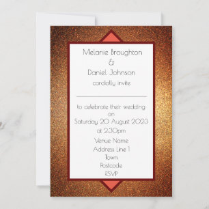 Moderne Art Deco Glitter Simple Wedding Invitation