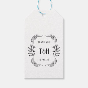 Moderne Art Deco Monogram Cadeautags Botanische Li Cadeaulabel