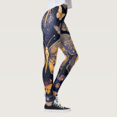 Moderne Art Deco Paarse Blauwe Gouden Vlinder Leggings (Rechts)