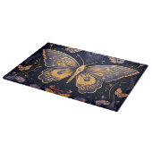 Moderne Art Deco Paarse Blauwe Gouden Vlinder Snijplank (Hoek)