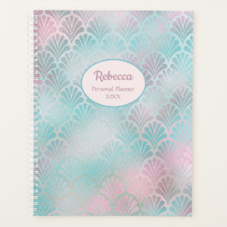 Moderne Art Deco Roze Blauwgroen persoonlijke naam Planner