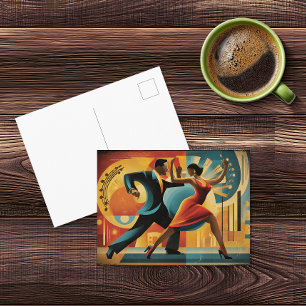 Moderne Art Deco Tango Dansers Briefkaart