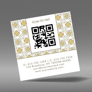 Moderne Art Deco Vierkante QR Code Zakelijke Paska Visitekaartje
