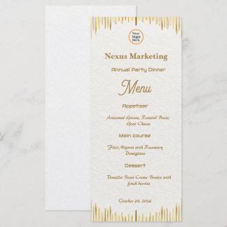 Moderne Art Deco Witte Gouden Gala Diner voor Bedr Menu