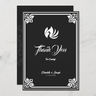 Moderne Art Deco Witte Zwaan Bruiloft Bedankkaart