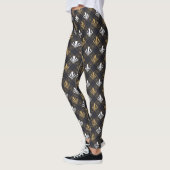 Moderne Art Deco Zwart, Wit en Goud Fan Leggings (Links)