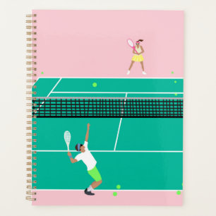 Moderne Art Tennis Match Player roze Groen Planner