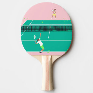 Moderne Art Tennis Match Player roze Groen Tafeltennisbatje