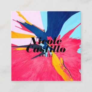 Moderne artiest roze abstracte kunstverf minimalis vierkante visitekaartje