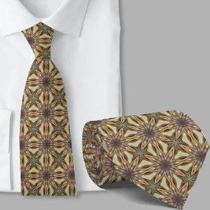 Moderne Artistieke Bruine Geometrische Patroon Her Stropdas
