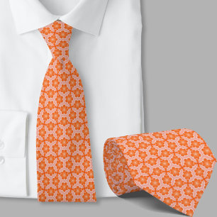 Moderne Artistieke Oranje Geometrisch Patroon Here Stropdas
