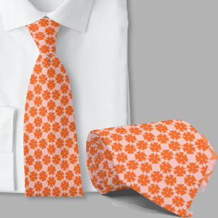 Moderne Artistieke Oranje Geometrisch Patroon Here Stropdas