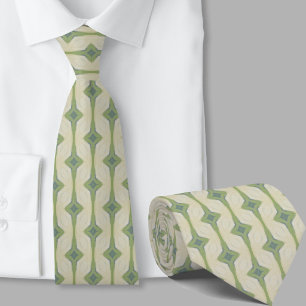 Moderne Artistieke Saliegroene Patroon Herenstrik Stropdas