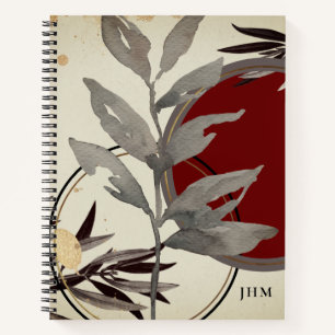 Moderne artistieke Waterverf laat monogrammen Notitieboek
