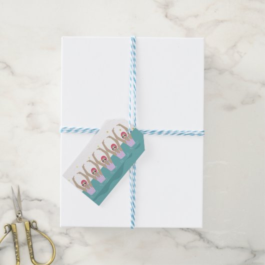 Moderne artistieke zwemmers Synchroon zwemmen Cadeaulabel (Met Touw)